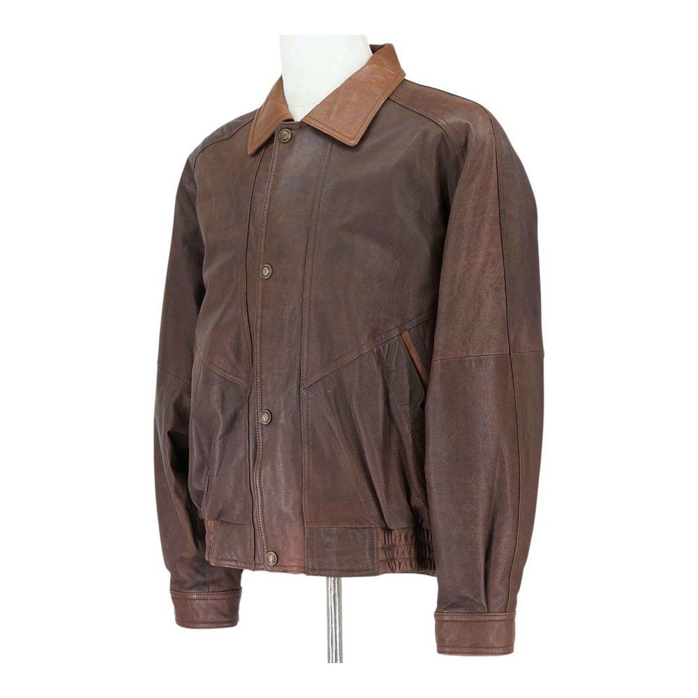 Americana Leather Adventure Bound Flight Jacket Men’s L Brown Travel Wear - Picture 3 of 16